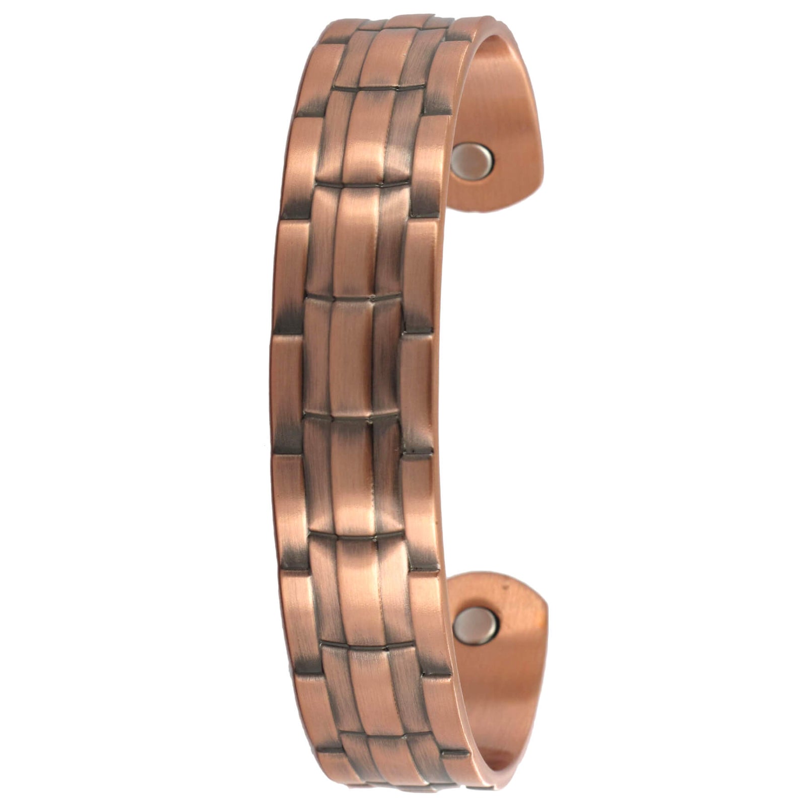 Ribbed Copper Magnetic Band. A ribbed copper magnetic therapy cuff bracelet.