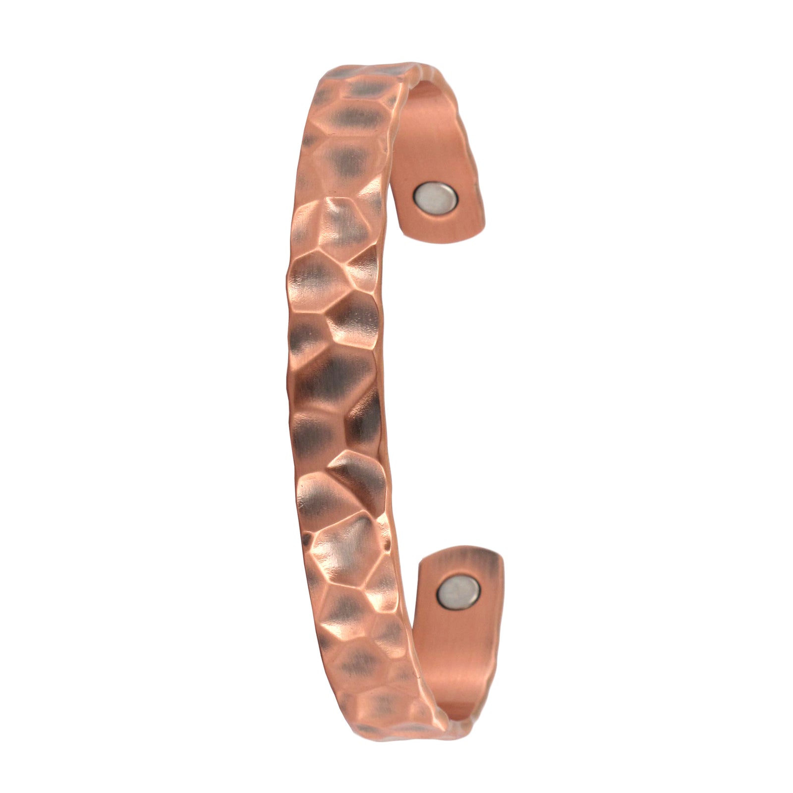 Hammertone Copper Magnetic Band. A copper magnetic therapy cuff bracelet with a hammered texture and a magnetic band.