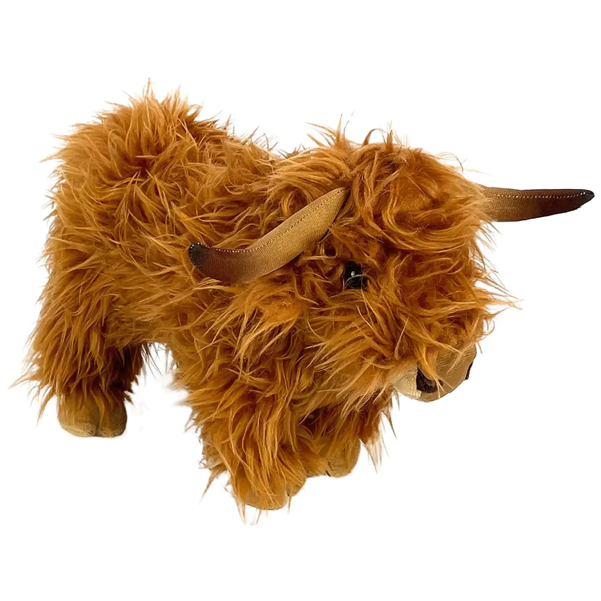 Big Country Toys Plush Highland Cow. Plush toy of a brown highland cow on a white background