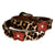 American Darling leopard print western style leather belt with decorative flowers and silver buckle on a white background