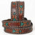 American Darling brown western leather belt with turquoise arrow designs and a large metal buckle on a white background