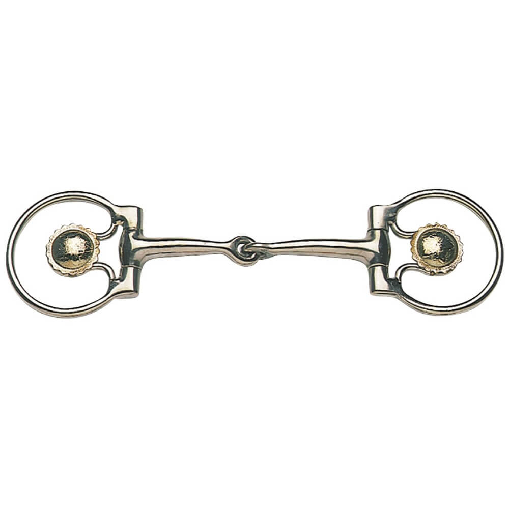 California Show Snaffle Bit. A stainless steel California Show Snaffle Bit with German Silver engraved conchos.