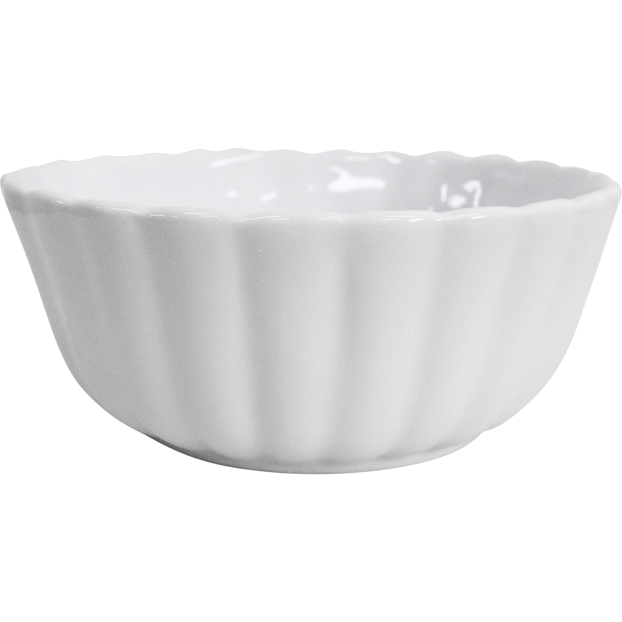 Belle Side White Bowl. White ceramic bowl on a white background