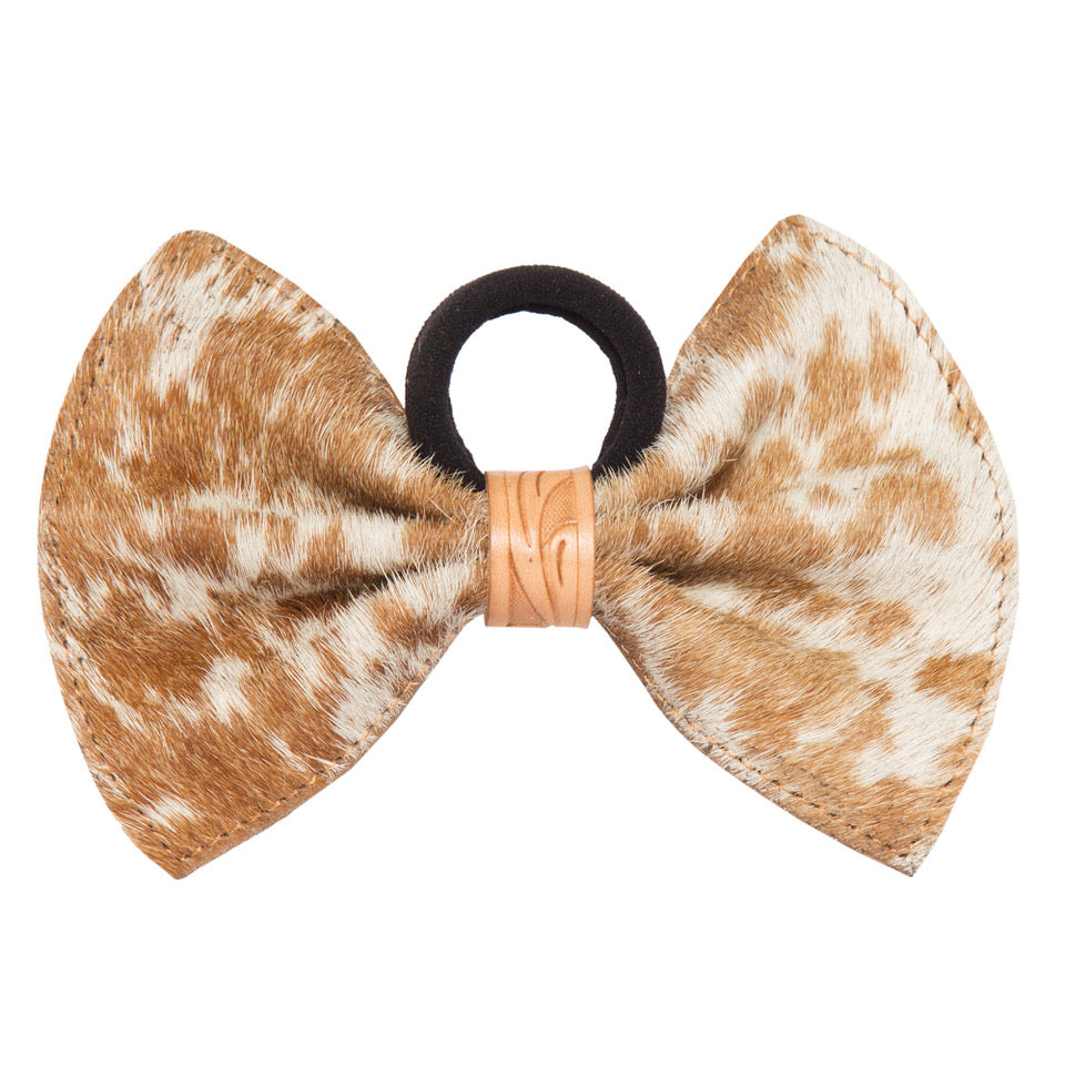 Women's Cowhide Leather Bow Hair Tie