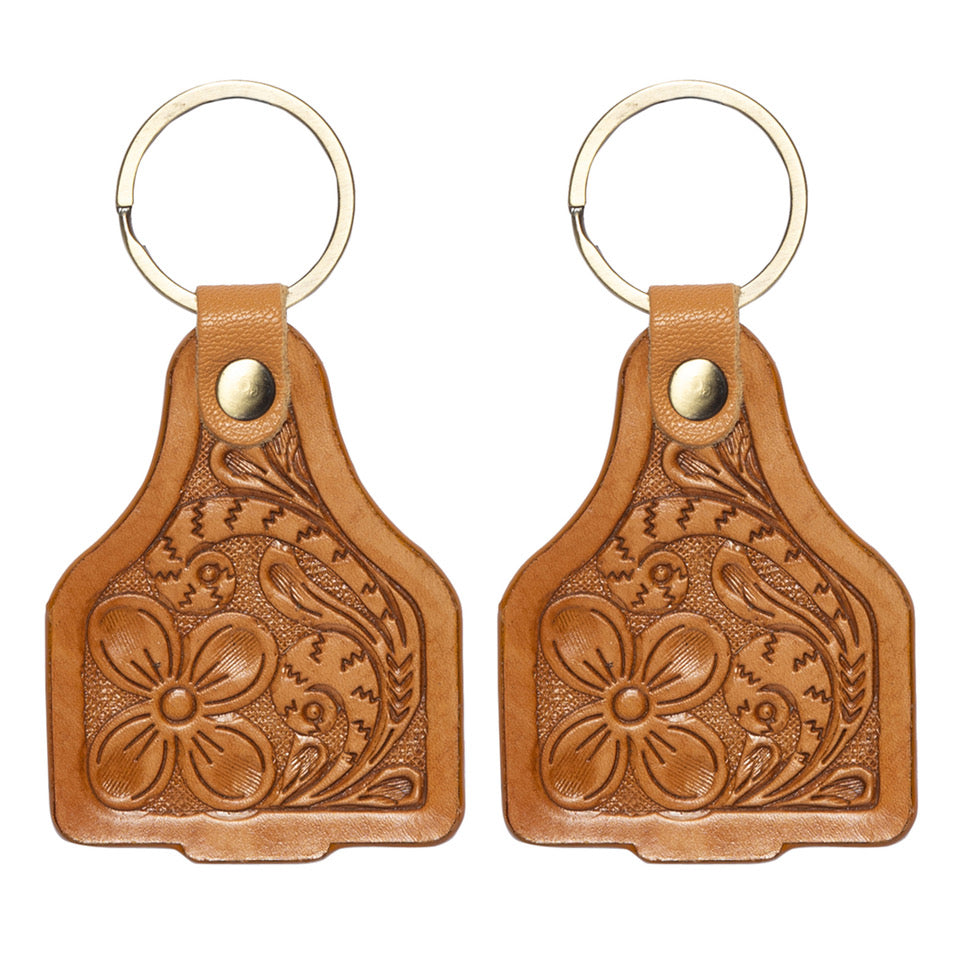 Tooling Leather Cattle Tag Keyring