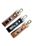 Tooling Leather and Cowhide Sleek Keyring. Three leather keychains with cowhide pattern on a white background