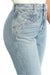 Cruel Denim Women's Quinn Relaxed Fit Jean. Light blue jeans worn by a person on a white background