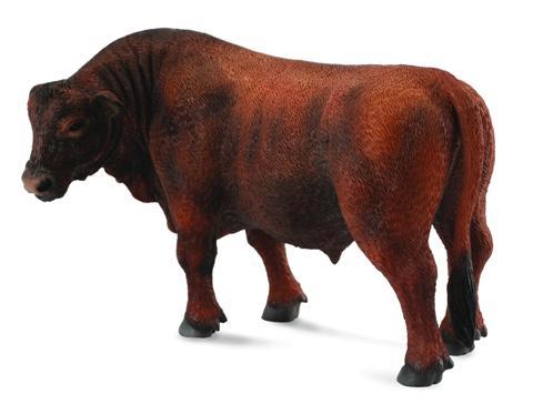 Collecta Red Angus Bull. A hand-painted Collecta Red Angus Bull figurine made of polystone, featuring a realistic depiction of the breed with a brown coat.