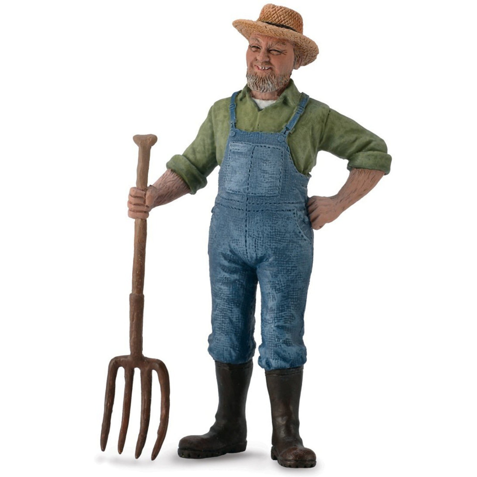 Collecta Farmer. Model of a farmer holding a pitchfork on a white background