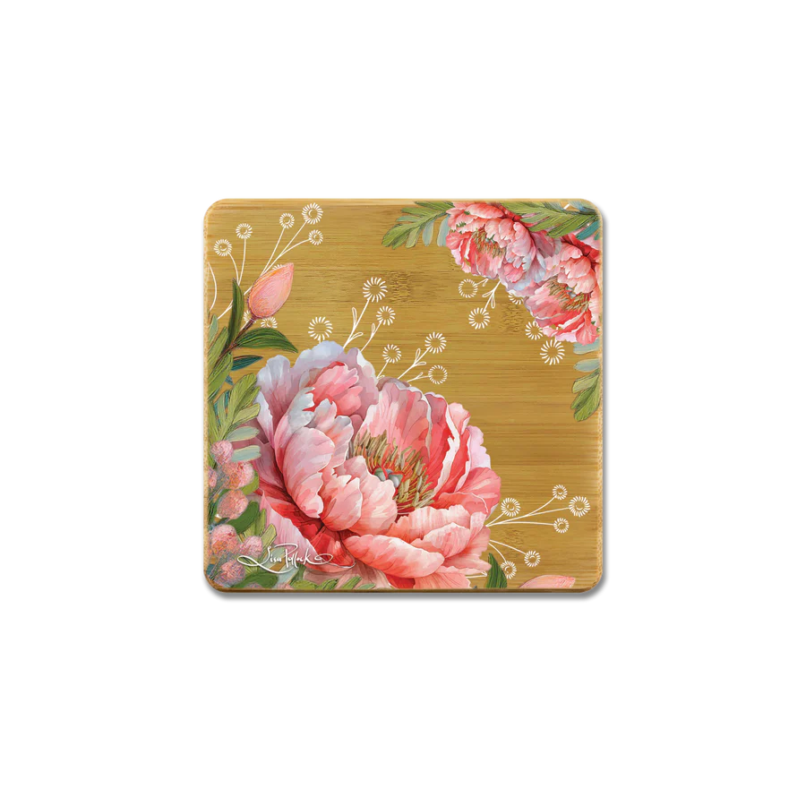 Lisa Pollock Coaster Set - Coral Peony