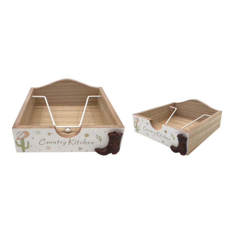 Two wooden bread baskets with 'Country Kitchen' text on a white background
