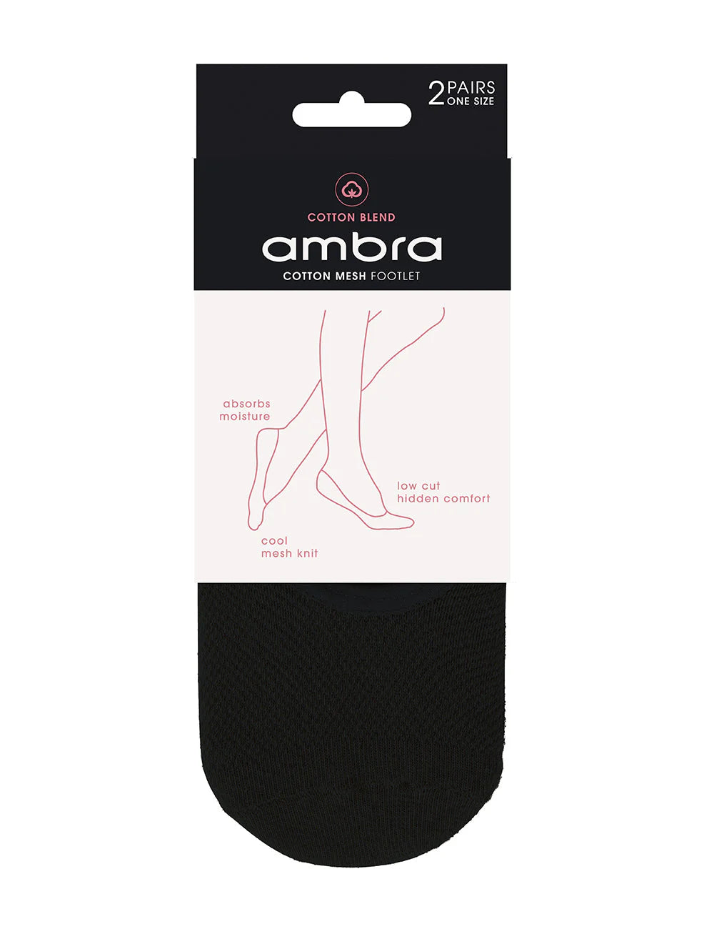 Black ankle sock with Ambra packaging on a white background