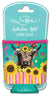 Lisa Pollock Carnival Cow Can Cooler. Can cooler with cow and chicken design on a white background