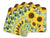 Lisa Pollock Bee Sunny Coaster Set. Set of sunflower-themed placemats on a white background