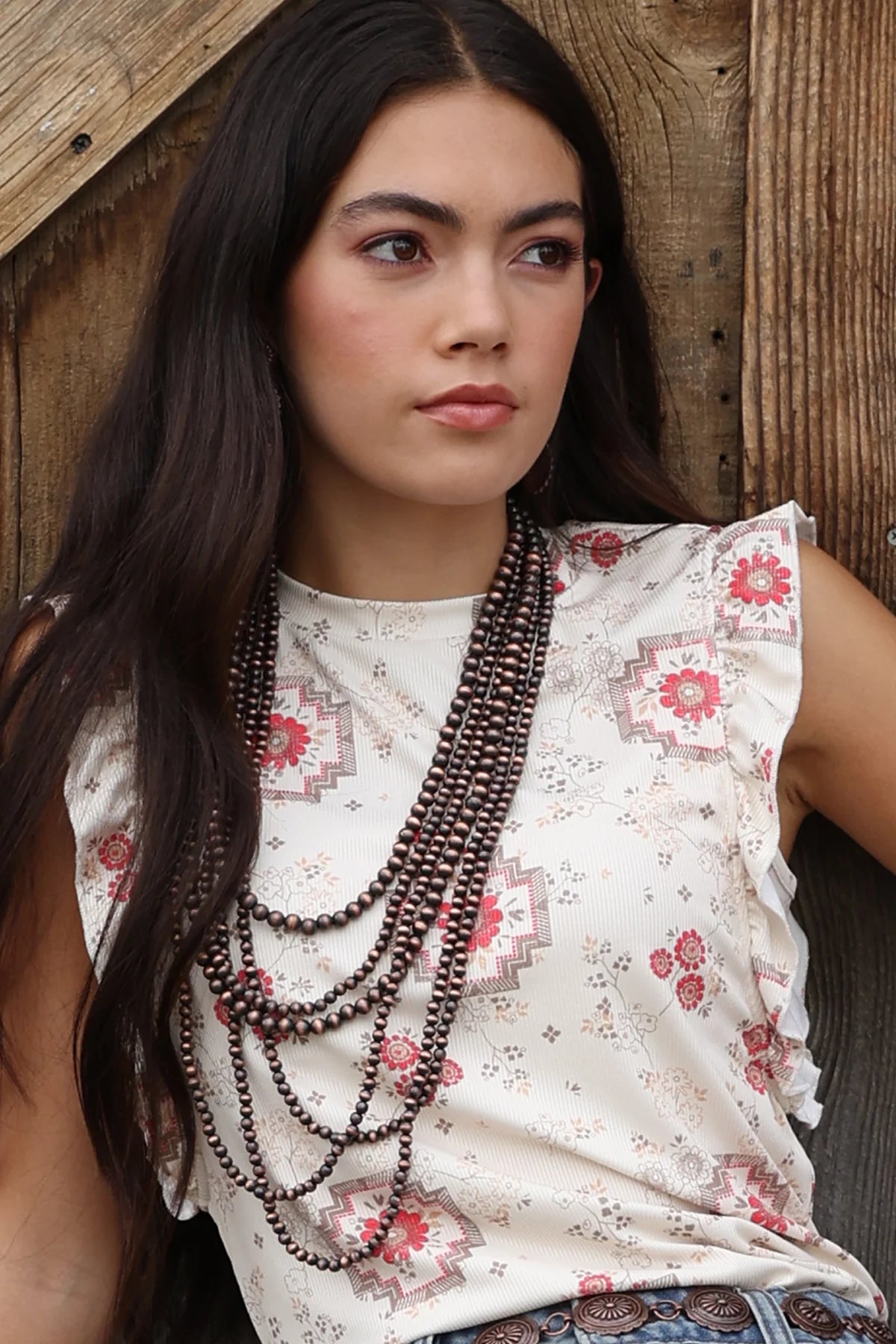 Cruel Denim Printed Ruffle Top