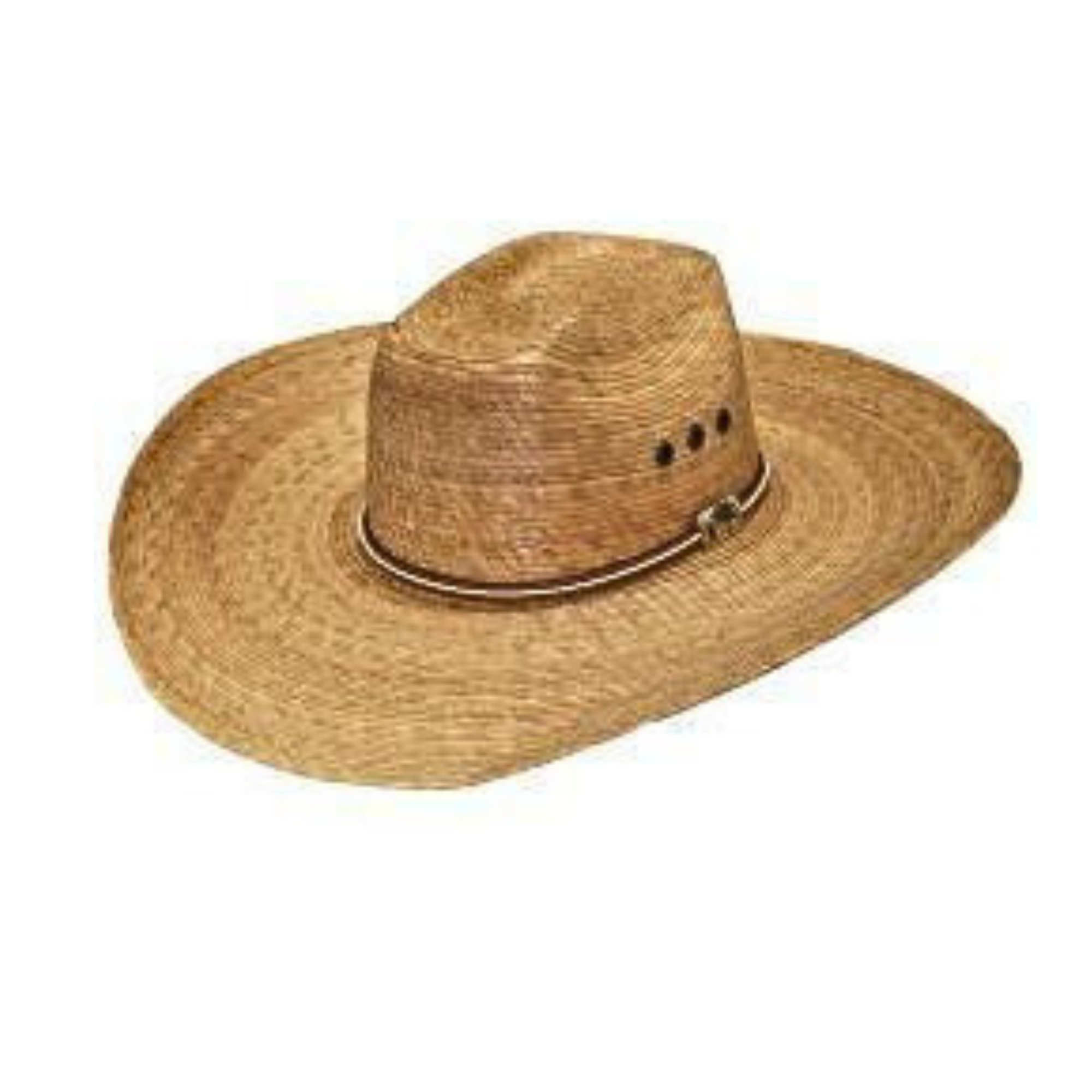 Alamo 5" Brim Palm Leaf Cowboy Hat. Straw hat with a wide brim on a white background