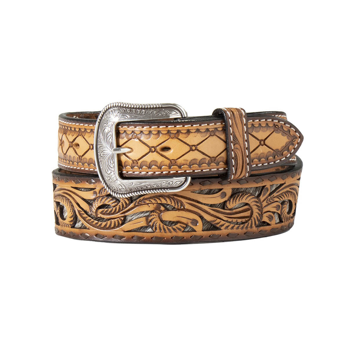 3D Men's Sunburst Calf Hair Western Belt