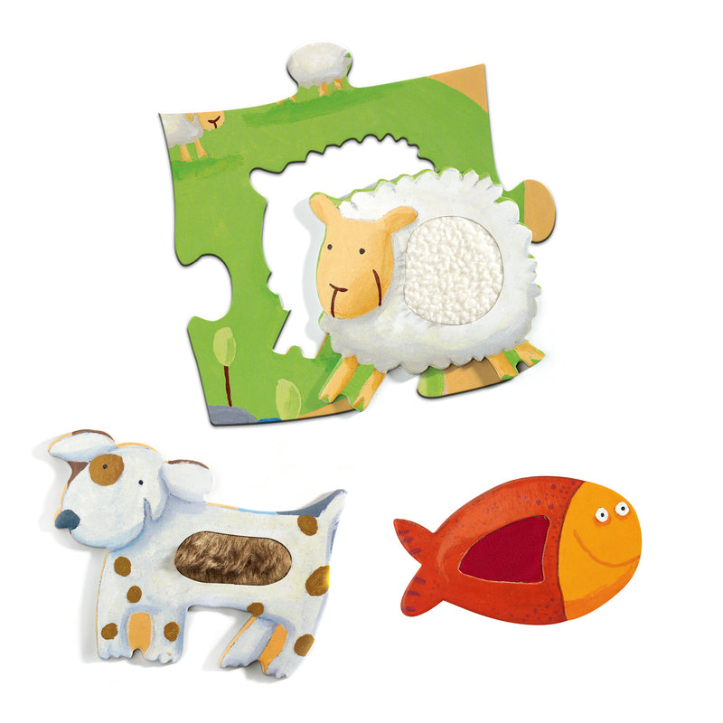 Kaleidoscope Tactile Farm 20pc Giant Puzzle. Children's puzzle with animal pieces on a white background