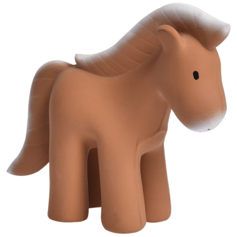 Kaleidoscope Rubber Horse Farm Animal. Brown horse-shaped object on a white background