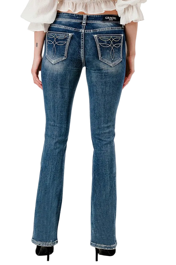Grace In LA Women's Western Boot Stitch Jean