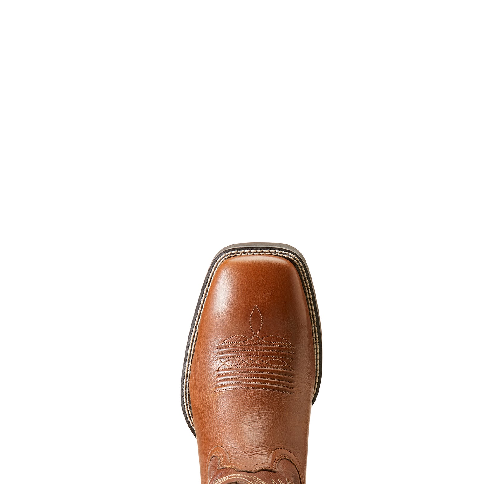 Ariat Men's Sport Latigo Western Boot. Brown leather boot with embossed design on a white background