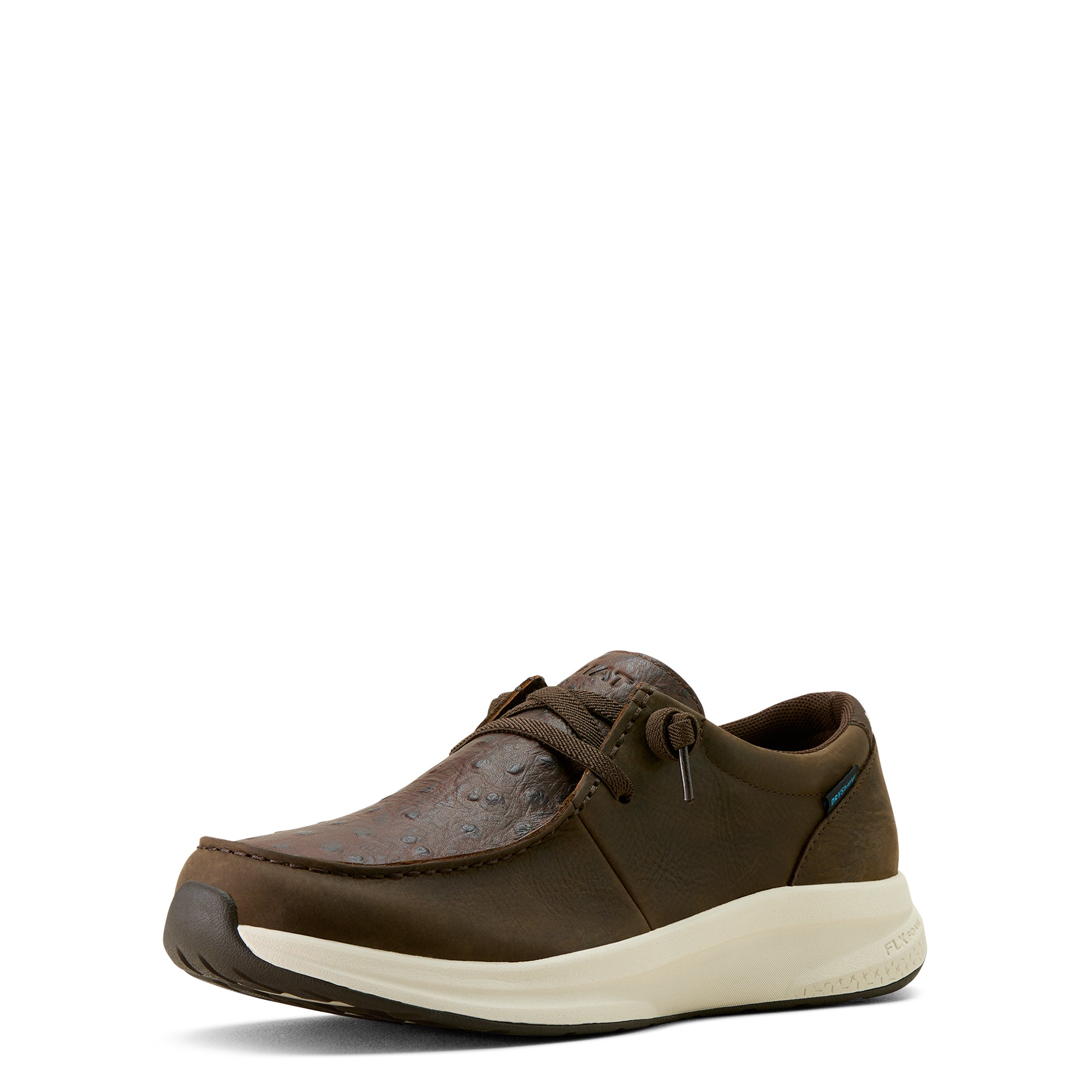 Ariat Men's Buckeye H2O Shoe. Brown shoe with white sole on a white background