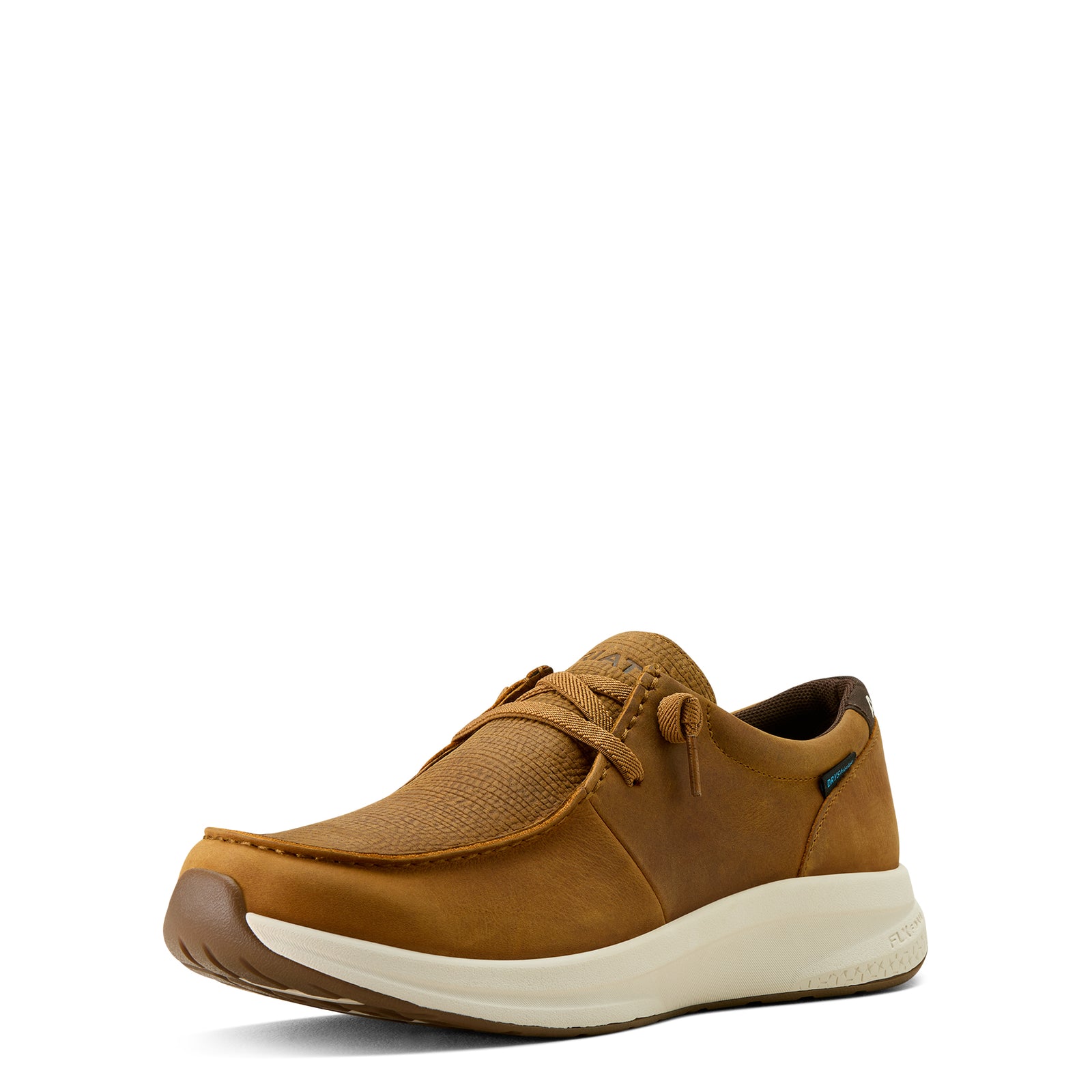 Ariat Men's Buckeye H2O Shoe. Brown shoe with white sole on a white background