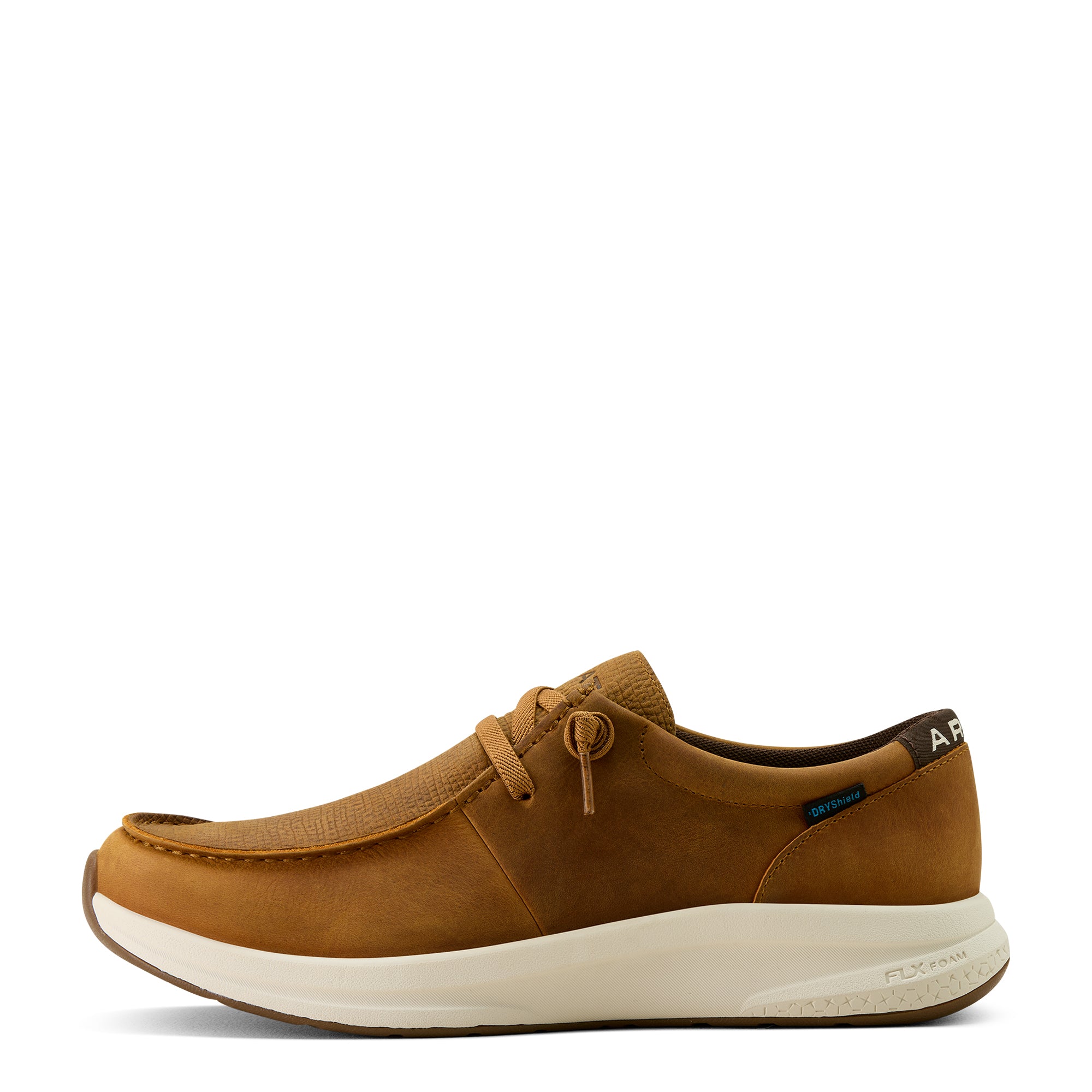 Ariat Men's Buckeye H2O Shoe. Brown shoe with white sole on a white background