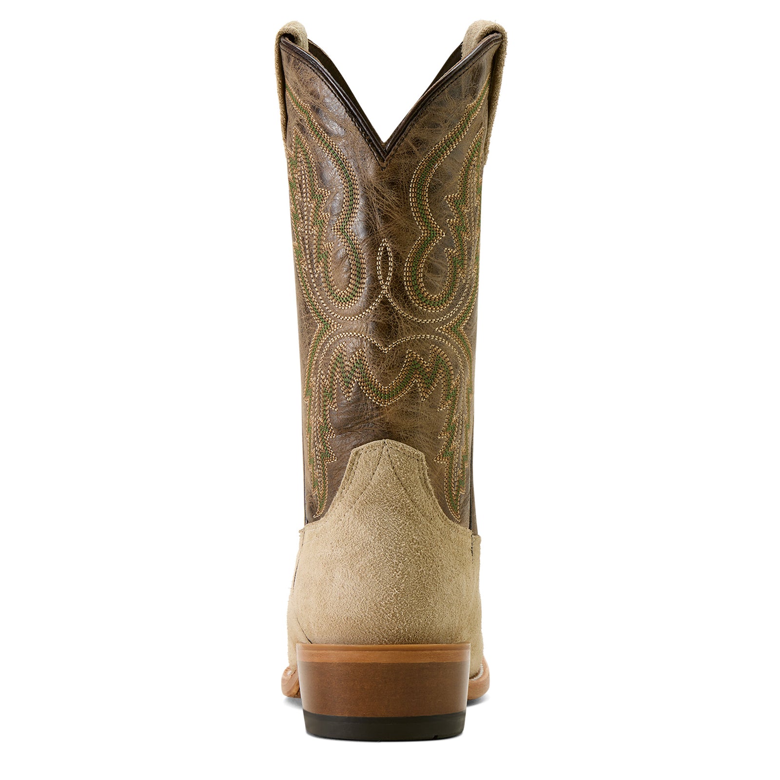 Ariat Men's Futurity Cashout Western Boot. Brown cowboy boot with intricate design on a white background
