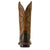 Captivate Wide Square Toe Western Boot. Brown cowboy boot with intricate leatherwork on a white background