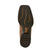 Ariat Men's Sport Steer Skull Wide Square Toe Western Boot. Close-up of a brown and black shoe sole with 'Ariat' branding on a white background
