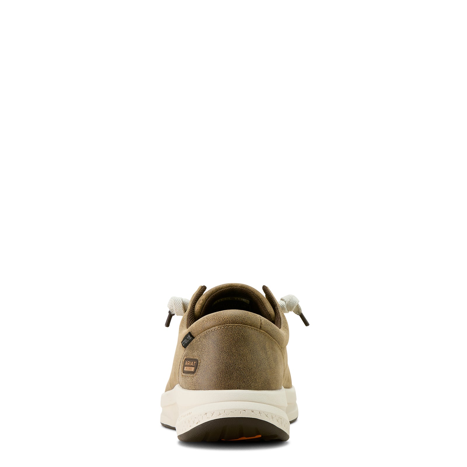 Ariat Men's Buckeye Steel Toe Work Shoe. Brown shoe with white sole on a white background