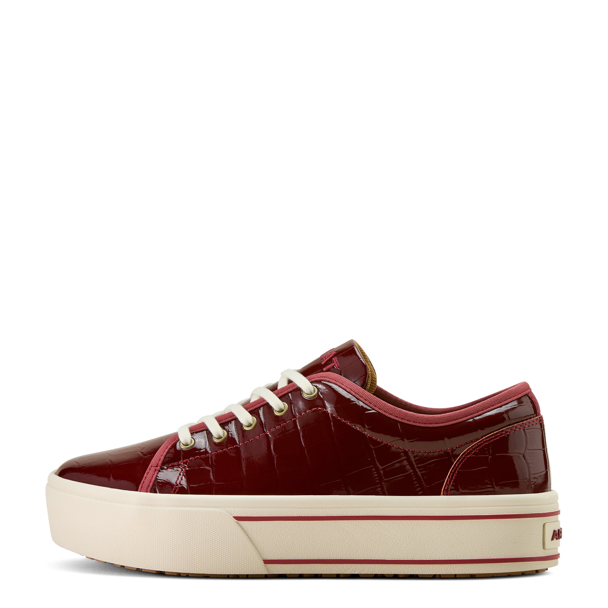 Ariat Women's Skylar Luxe Shoe. Red sneaker with white sole on a white background