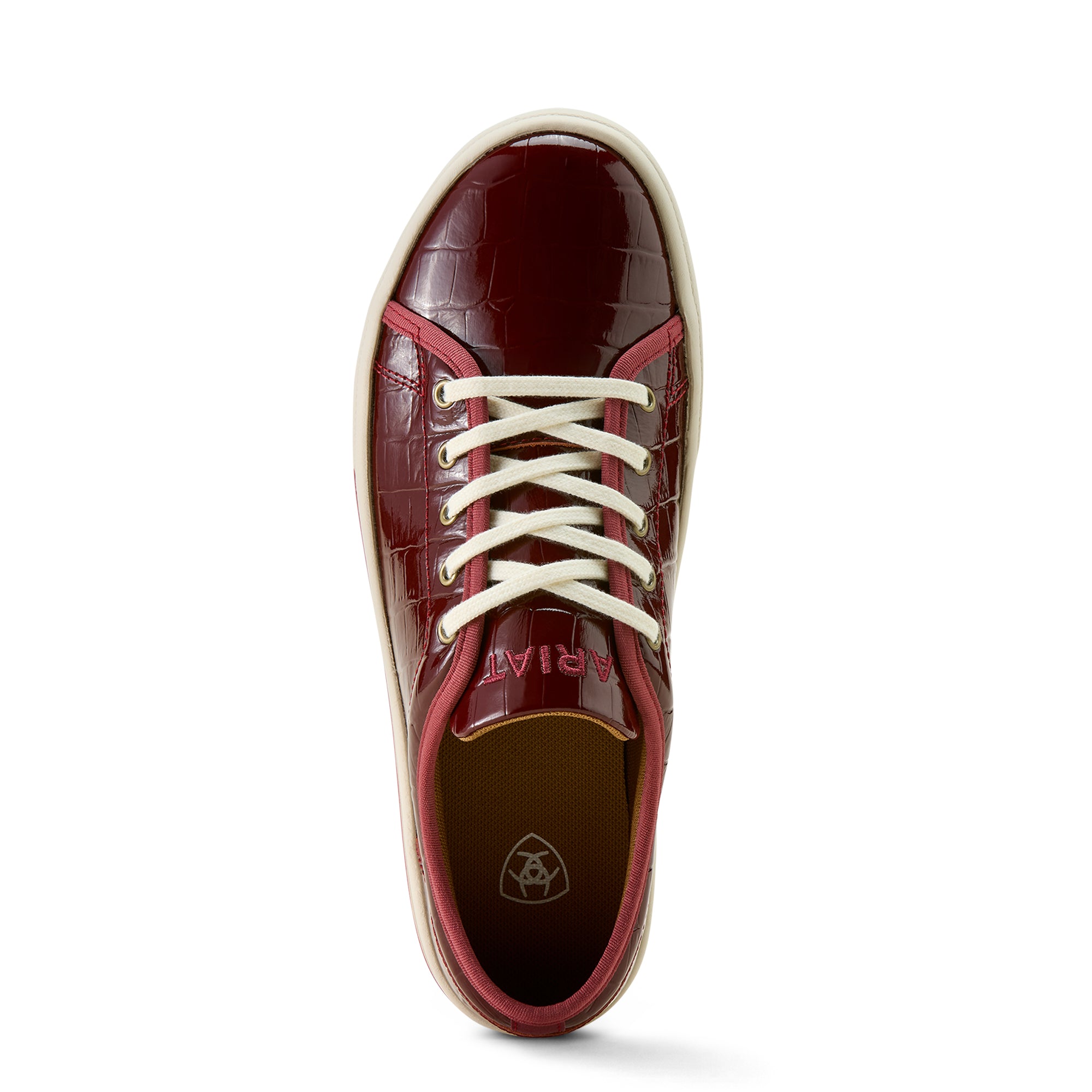 Ariat Women's Skylar Luxe Shoe. Red sneaker with white sole on a white background