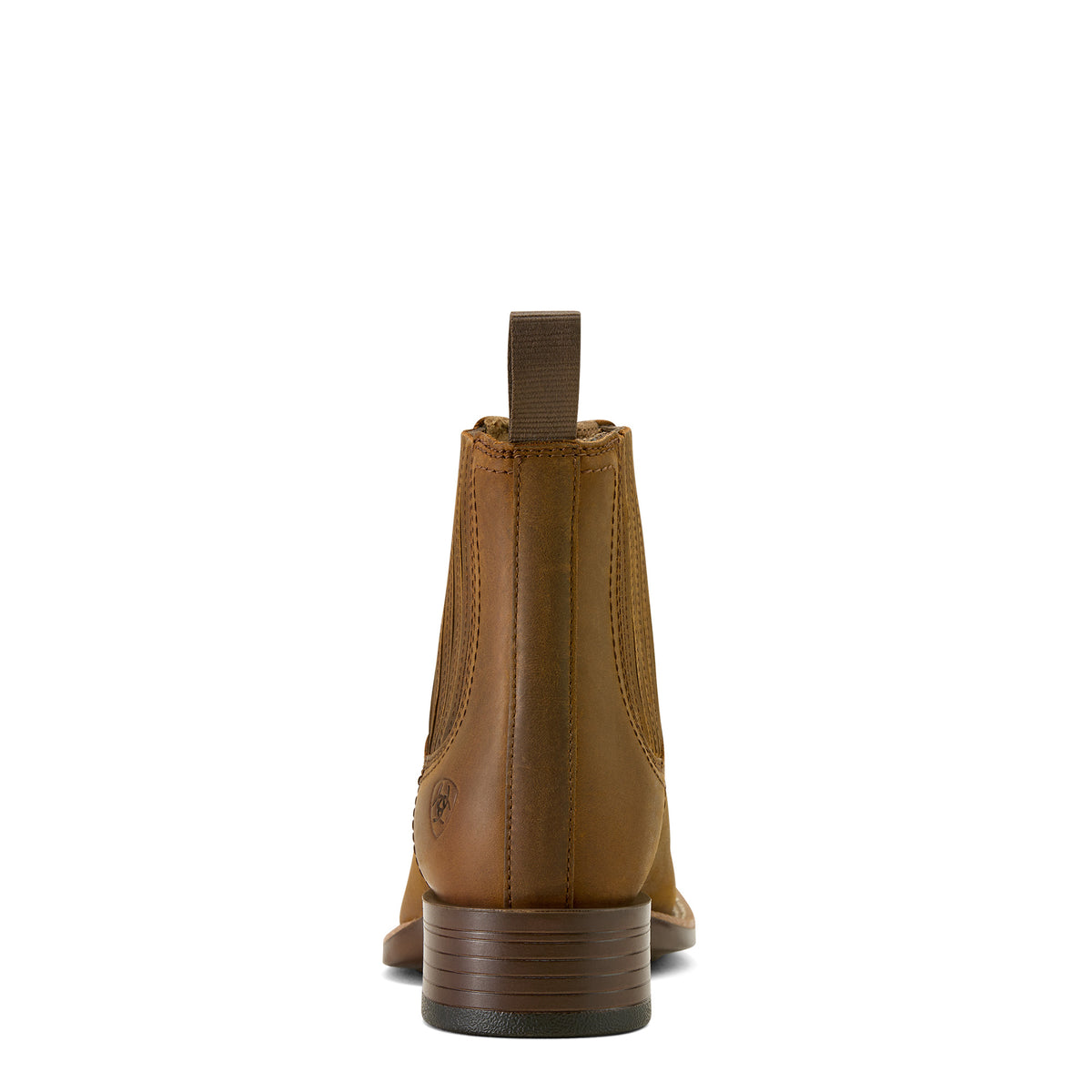 Ariat Women's Booker Chelsea Wide Square Toe Western Boot. Brown leather boot on a white background