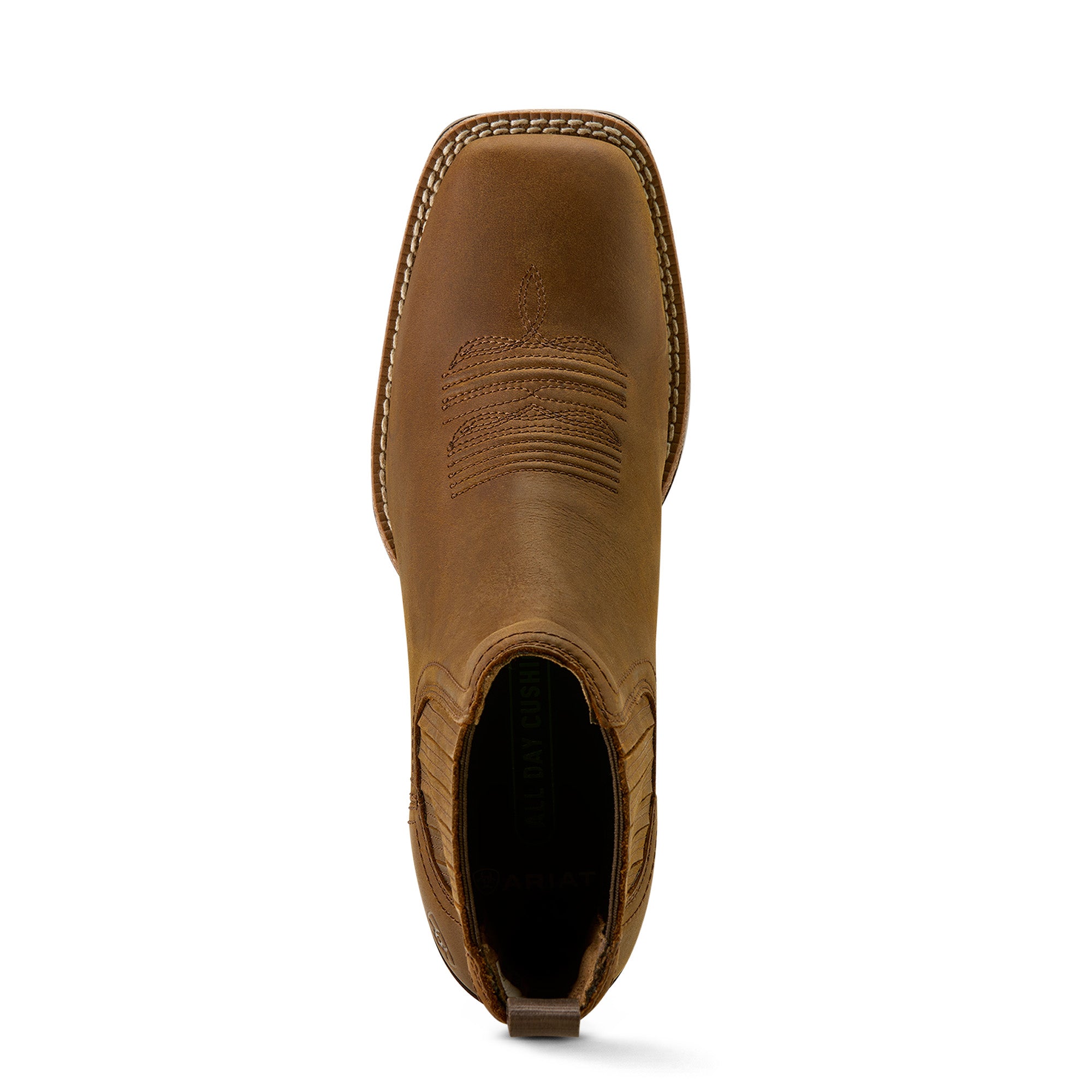 Ariat Women's Booker Chelsea Wide Square Toe Western Boot. Brown leather boot on a white background