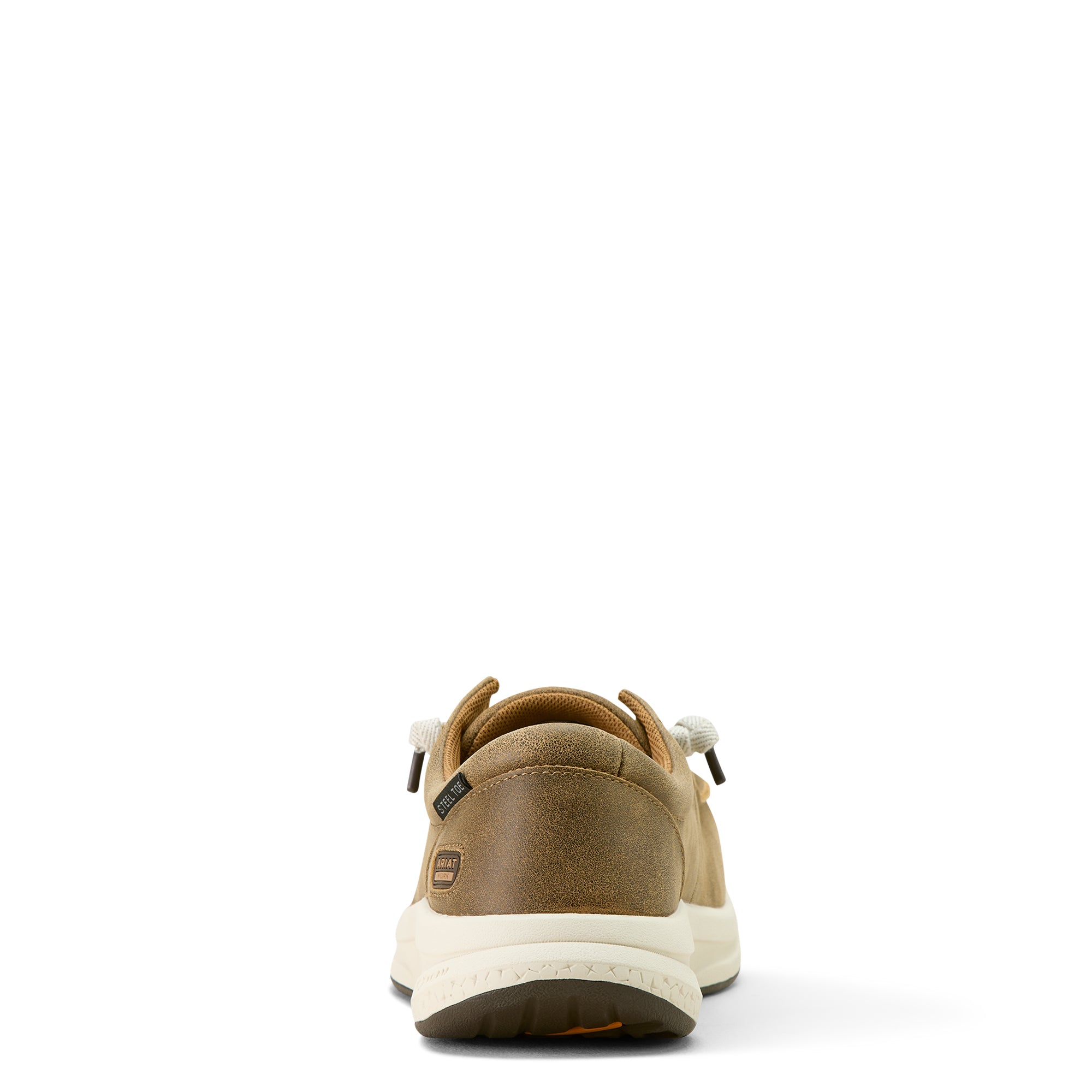 Ariat Women's Buckeye Steel Toe Shoe. Brown shoe with white sole on a white background