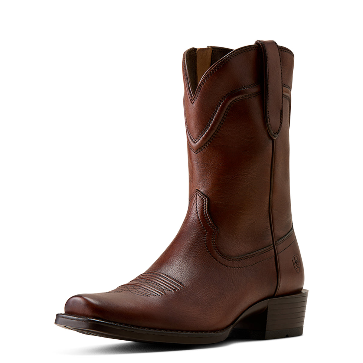 Brown cowboy boot on a white background