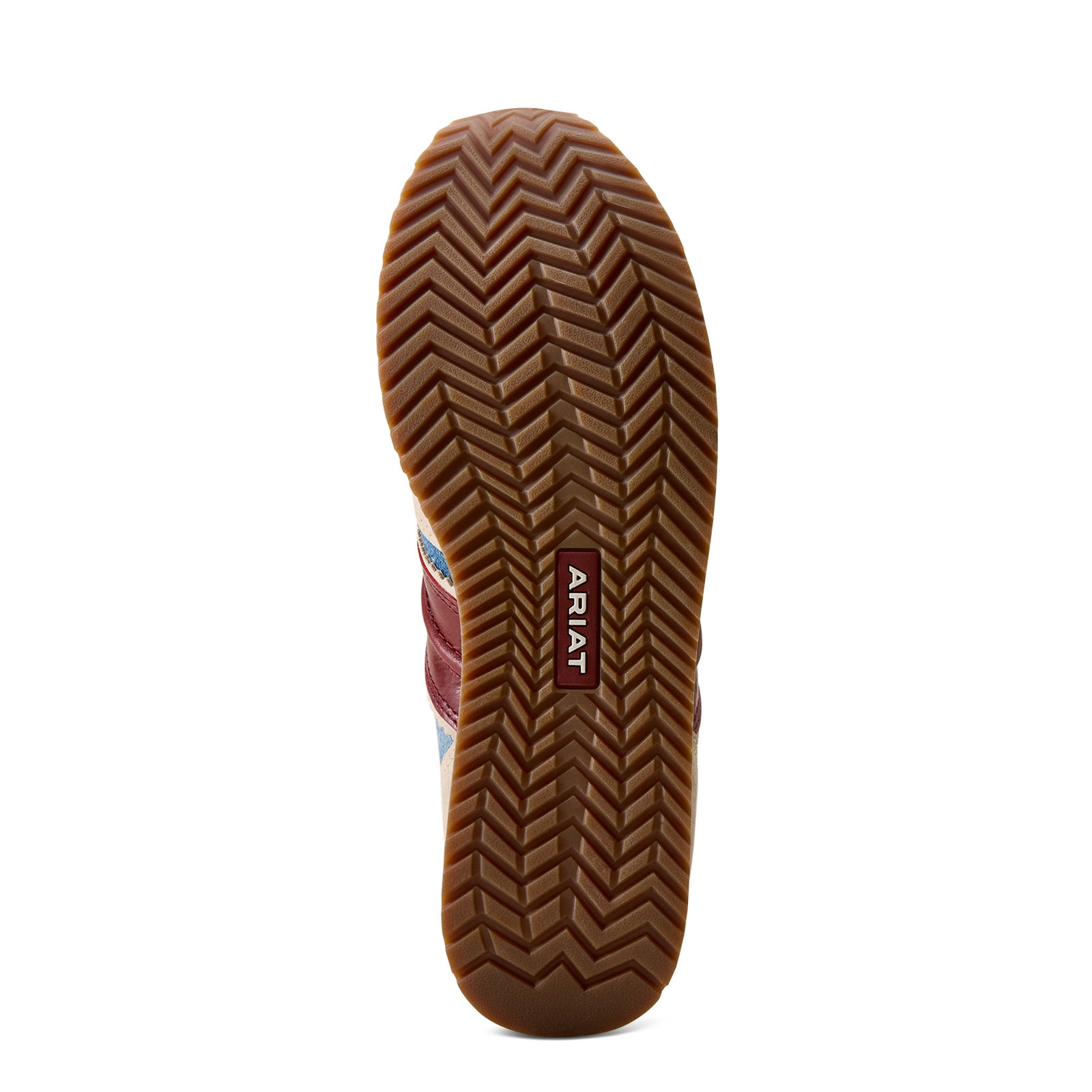 Brown shoe sole with Ariat logo on a white background