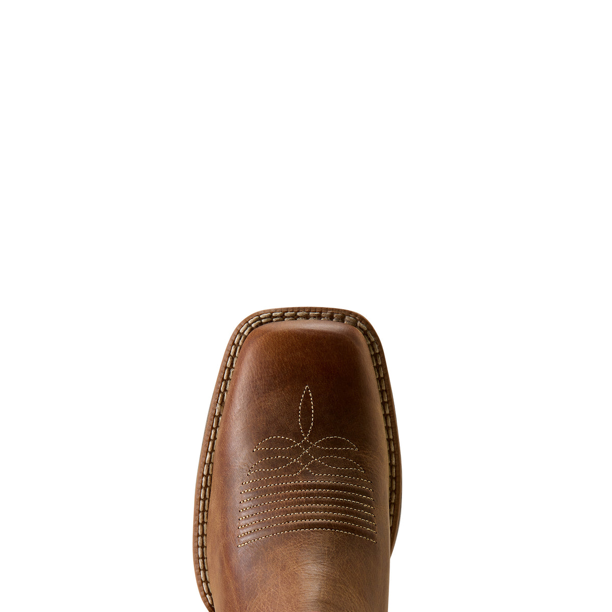 Close-up of a brown leather boot sole on a white background
