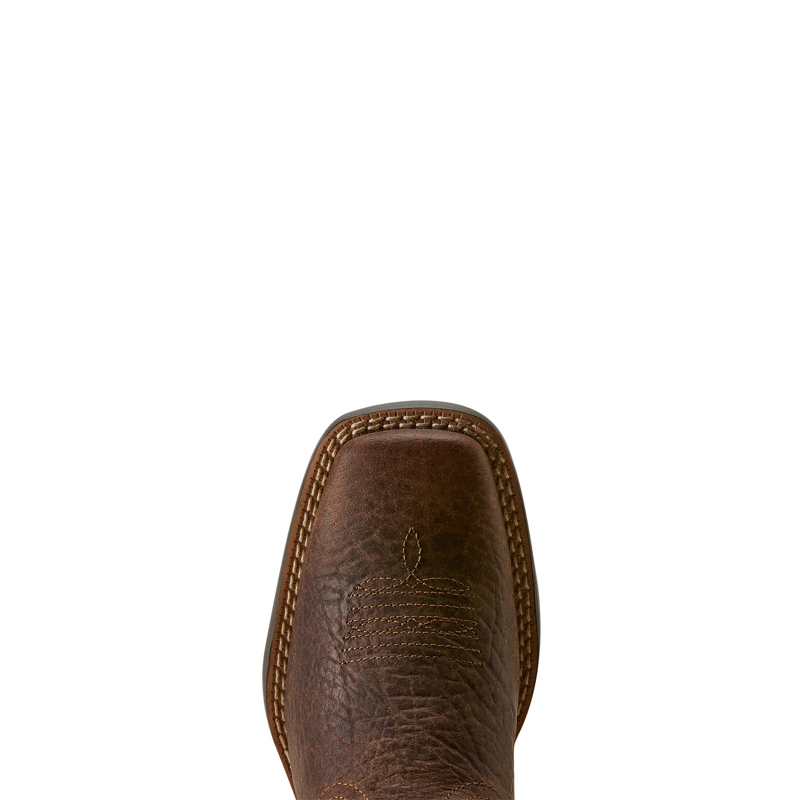 Brown leather boot sole on a white background