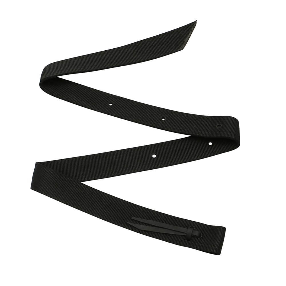 Heavy Duty Nylon Girth Strap. A black nylon girth strap for horse tack, displayed in a coiled layout against a white background.