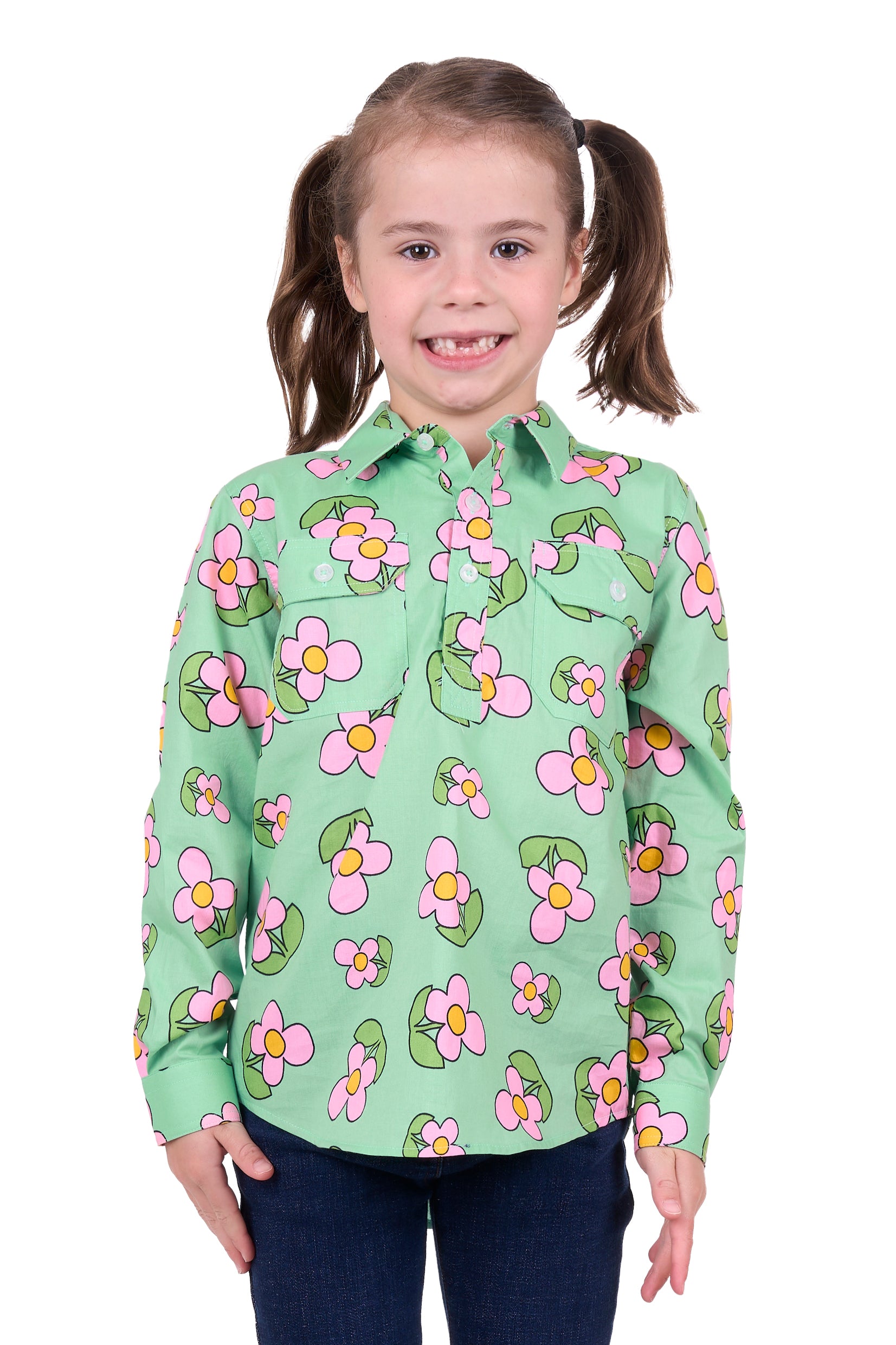 Hard Slog Girl's Candy 1/2 Placket L/S Shirt