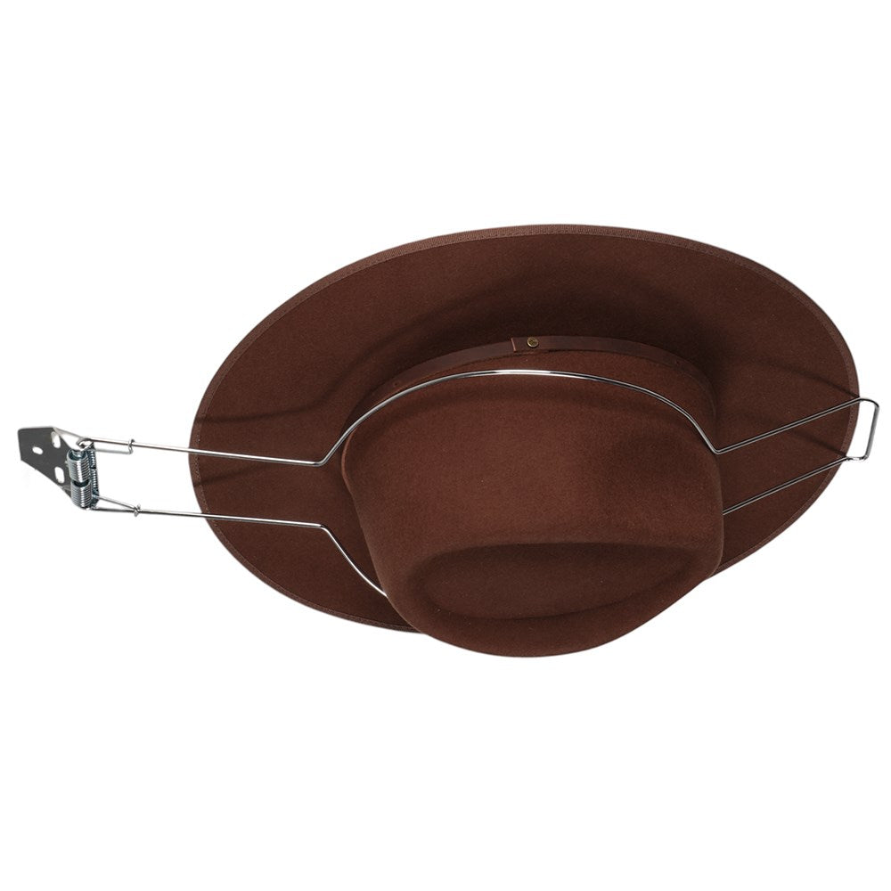 The Hat Saver. Brown metal fire pit basket on a white background