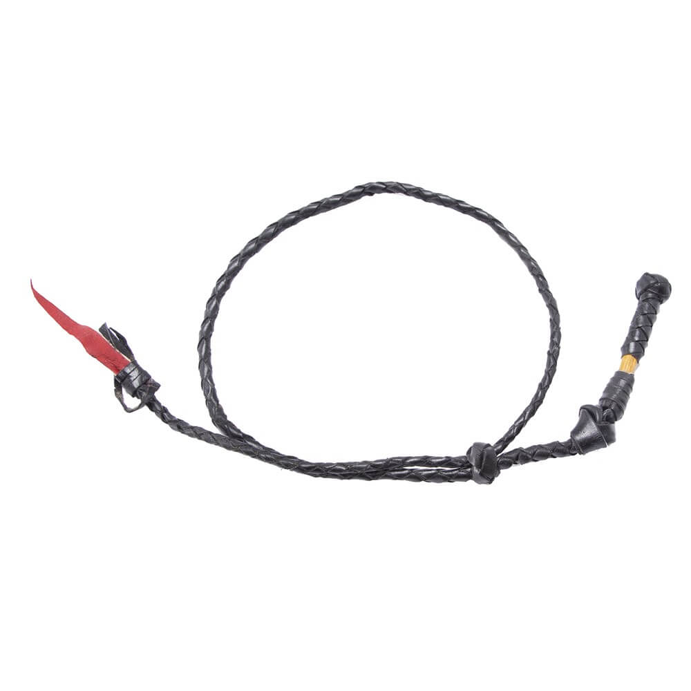 Ord River Stockwhip Hat Band. A black leather hat band with a stockwhip design.