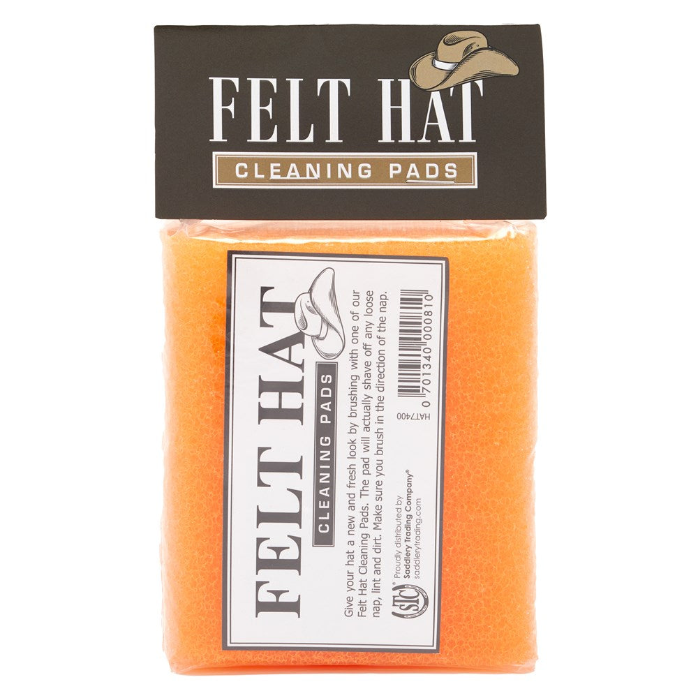 Felt Hat Cleaning Sponge. Pack of felt hat cleaning pads with branding on a white background