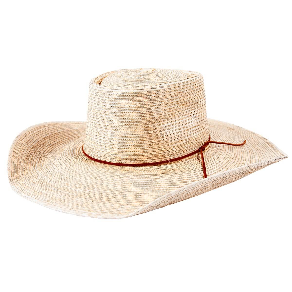 Sunbody Reata III 4.5" Brim Straw Cowboy HatA beige Sunbody Reata III cowboy hat with a 4.5 inch brim made of straw, featuring a brown leather lace hatband. 