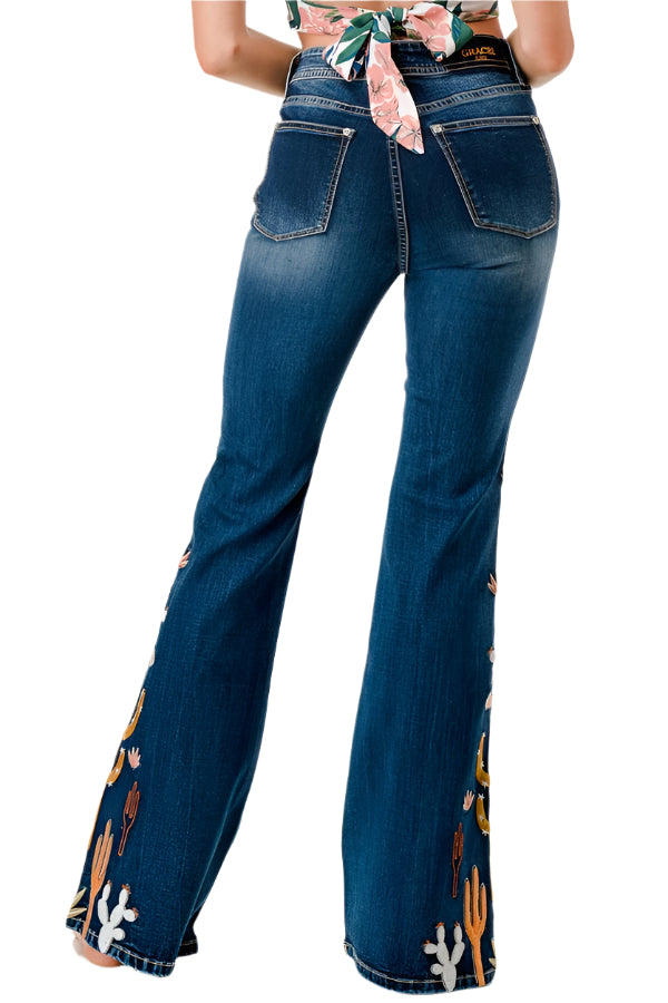 Grace In LA Women's Cactus High Waist Flare Jean