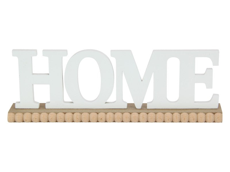 Home Plaque with Beaded Pattern. Decorative sign with 'HOME' on a white background