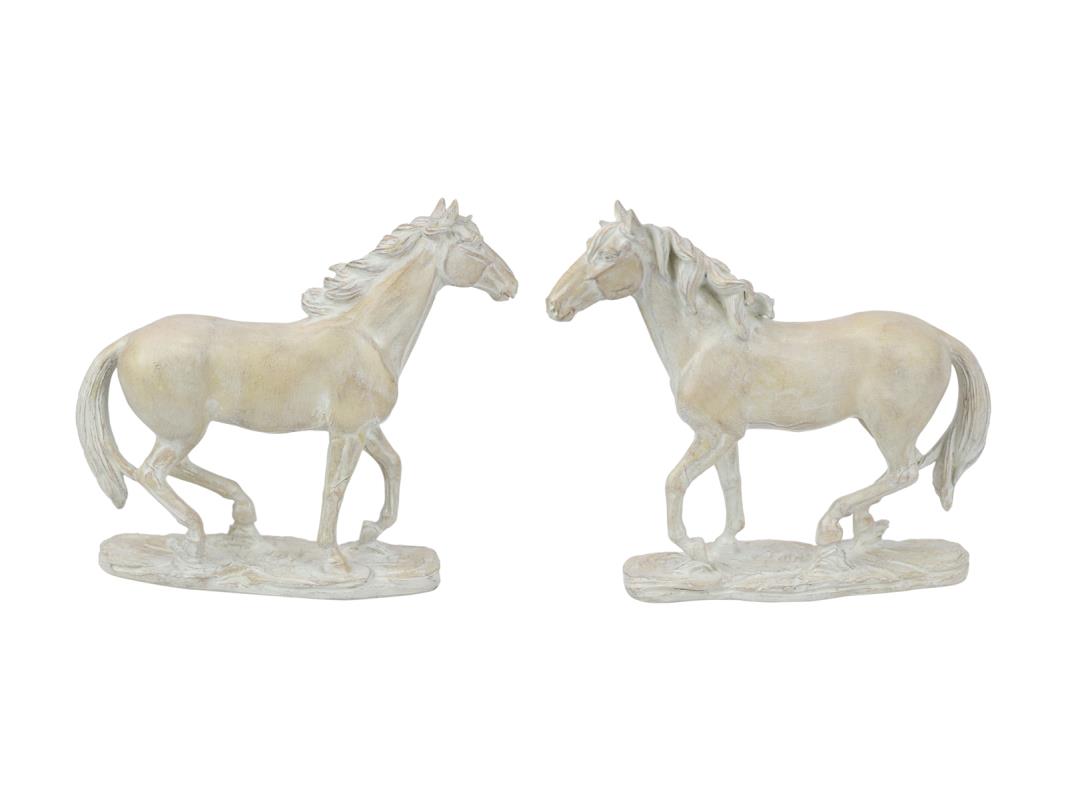 Malmar Trotting Decor Horse. Two white horse figurines on a white background